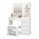 Aga Schminktisch mit Spiegel, LED Beleuchtung und gepolsterter Hocker MRDT16 Weiss