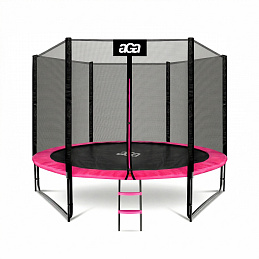 Aga SPORT PRO Trampolin, 305 cm 10 ft Rosa, Kindertrampolin, Gartentrampolin mit Sicherheitsnetz + Sicherheitsnetz + Leiter