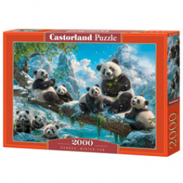Puzzle 2000-elementów C-201013-2 Pandas Winter Fun uniwersalny