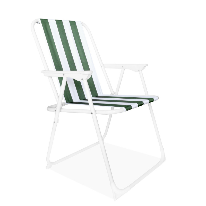 Linder Exclusiv Campingstuhl PO2600SG Grün mit Streifen – Klappstuhl, bis 120 kg belastbar, faltbar, für Angler, Strand & Outdoor