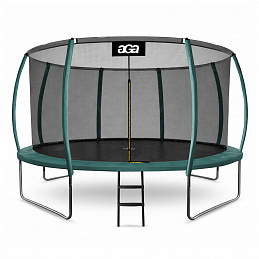 Aga SPORT EXCLUSIVE Trampolin 366 cm 12 ft Dunkelgrün + Sicherheitsnetz + Leiter
