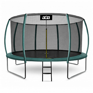 Aga SPORT EXCLUSIVE Trampolin 366 cm 12 ft Dunkelgrün + Sicherheitsnetz + Leiter