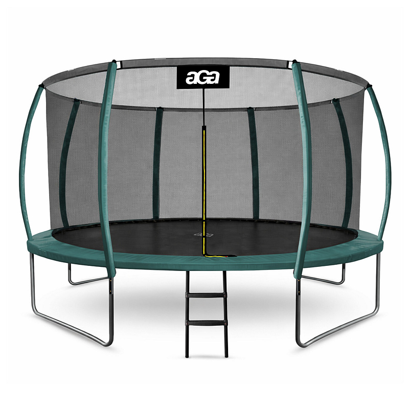Aga SPORT EXCLUSIVE Trampolin 366 cm 12 ft Dunkelgrün, Kindertrampolin, Gartentrampolin mit Sicherheitsnetz + Schutznetz + Leiter