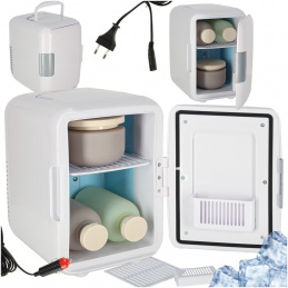 Elektrická mini cestovní chladnička do auta na potraviny, kosmetiku, ohřev, chlazení 2v1, 4 l, bílá