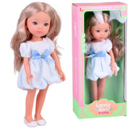 Lovely Girl Lalka blondynka z długimi włosami w białej sukience 33cm ZA5850 uniwersalny