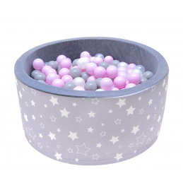 Aga Bällebad für Baby ab 1 Jahr, Rundes Weiches Schaumstoff Bällepool mit 200 Bälle, 90x40 cm Ballgrube Spielzeug für Kleinkinder, 808