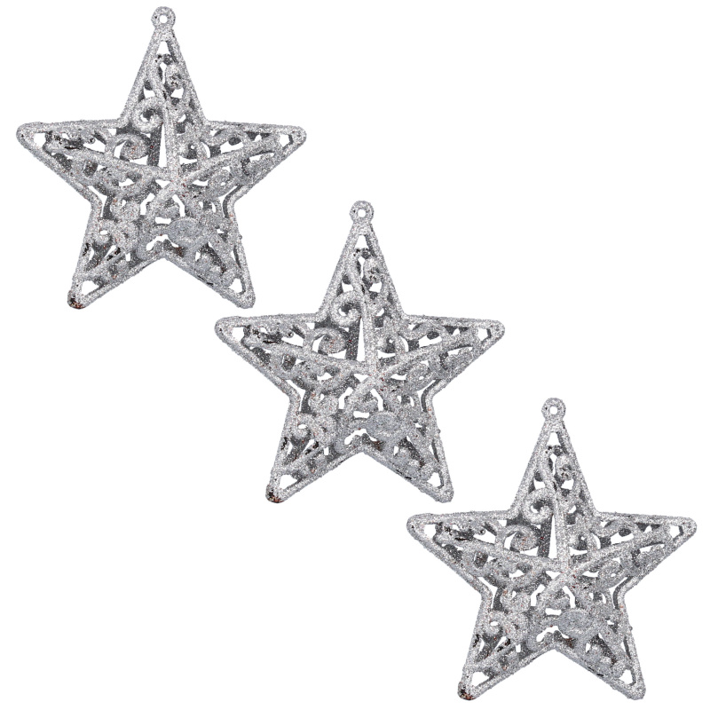 Aga Weihnachtsschmuck-Set 3 Stück Silberne Weihnachtssterne