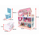 Aga MDF Holzpuppenhaus + Möbel 70cm rosa LED