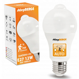 LED žárovka E27 - 12W - NW - s pohybovým a soumrakovým senzorem