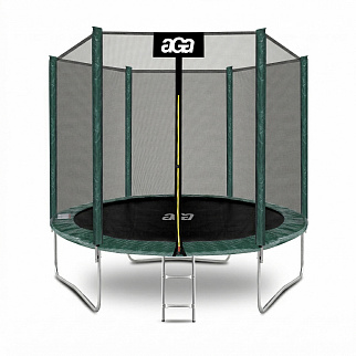 Aga SPORT TOP Trampolin, 244 cm 8 ft Dunkelgrün, Kindertrampolin, Gartentrampolin mit Sicherheitsnetz + Sicherheitsnetz + Leiter