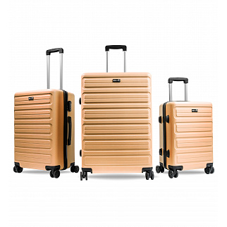 Aga Travel Kofferset Reisekofferset, Hartschalenkoffer, Doppelgriff mit Zahlenschloss, Koffer auf Rollen 3tgl Reisekoffer auf 4 Rollen  MR4657 Orange