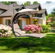 Aga Garten Schaukelstuhl – Gartenliege mit Dach, Polster, Stahlrahmen, wetterfest & wasserabweisend, 130 kg Tragkraft, stabil & robust, Beige