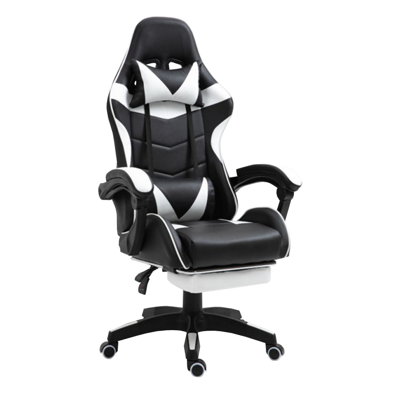 Aga Gaming-Stuhl Schwarz - Weiß mit Fußstütze
