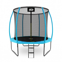 Aga SPORT EXCLUSIVE Trampolin, Kindertrampolin, Gartentrampolin mit Sicherheitsnetz 250 cm Hellblau + Sicherheitsnetz + Leiter