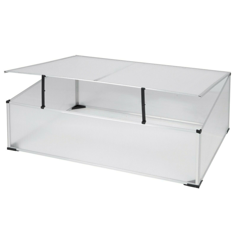 Aga-Gewächshaus MR4011-2 aus Aluminiumprofilen mit Polycarbonatfüllung,mit aufklappbaren Deckel 100x60x40/30 cm