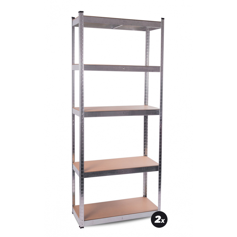 Aga 2x Steckregal, Werkstattregal,Schwerlastregal, Lagerregal, Metallregal 174x75x30 cm, 5 Böden, raglast gesamt 375 kg