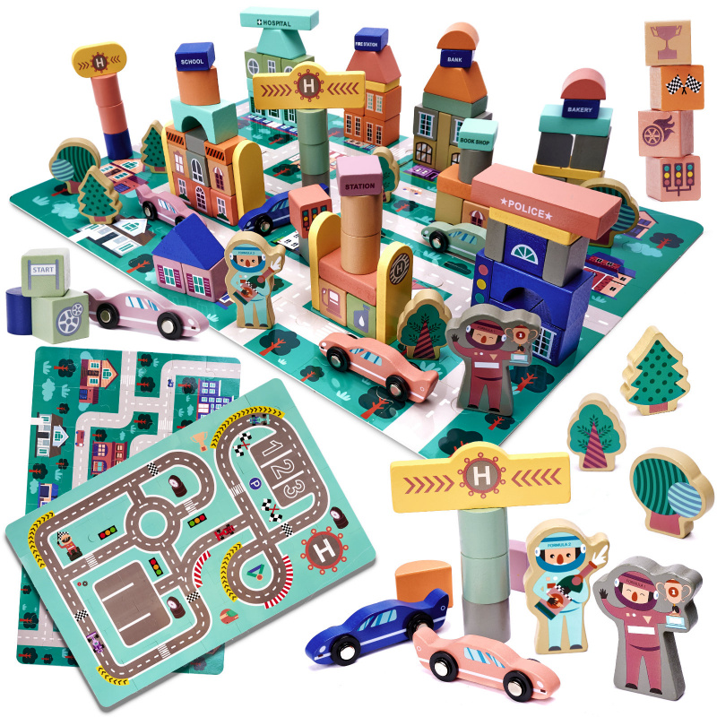 Aga Educational Holzklötze + Puzzlematte 160 Teile