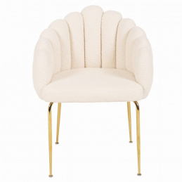 Krzesło tapicerowane FOGIA bouclé eleganckie - białe Krzesło tapicerowane FOGIA bouclé eleganckie - białe