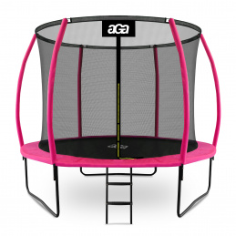 Aga SPORT EXCLUSIVE Trampolin, Kindertrampolin, Gartentrampolin mit Sicherheitsnetz 305 cm 10 ft Rosa + Schutznetz + Leiter