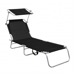 Aga Garten-Liegestuhl MR4254-Black mit Baldachin