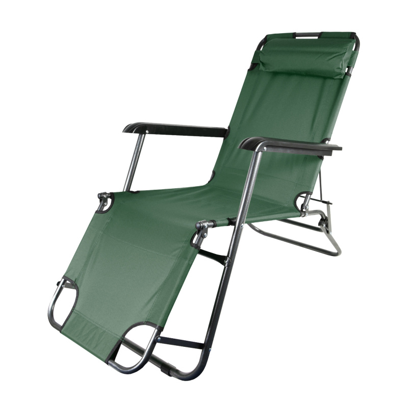 Aga Sonnenliege mit Fußteil DS713 Dunkelgrün, leicht & klappbar, Stahl - pulverbeschichtet, UV-beständig, Liegestuhl, Gartenstühle, Gartenliege, Relaxsessel mit Kopfpolster, Camping Garten Balkon