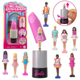 Mattel Mini Barbie Land LALKA niespodzianka w szmince Barbie lub Ken ZA6037 uniwersalny