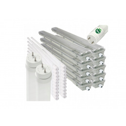 10x Hermetické svítidlo 2x120cm + 2x LED trubice neutrální bílá - sada
