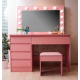 Aga Schminktisch mit Spiegel und Beleuchtung Rosa