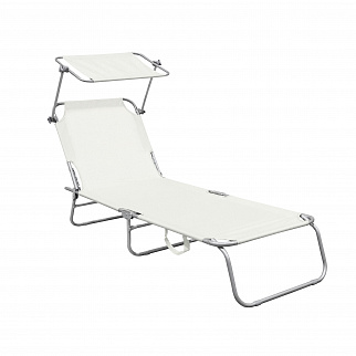 Linder Exclusiv Klappbarer Gartenliege mit Baldachin Beige
