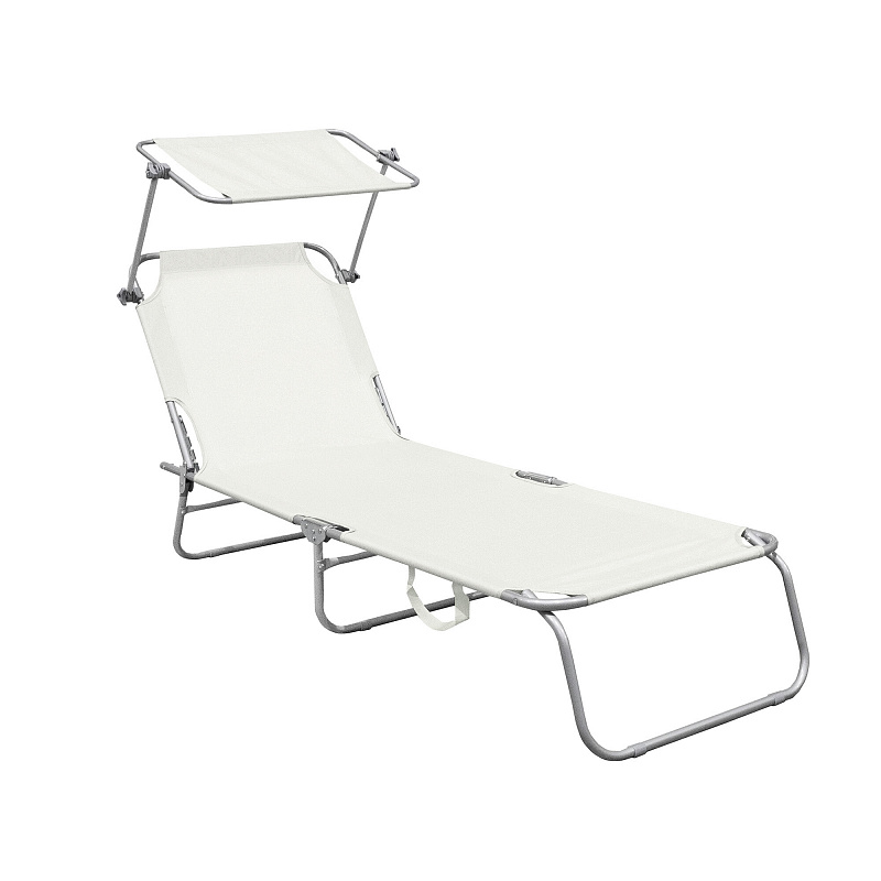 Linder Exclusiv Klappbarer Gartenliege mit Baldachin Beige