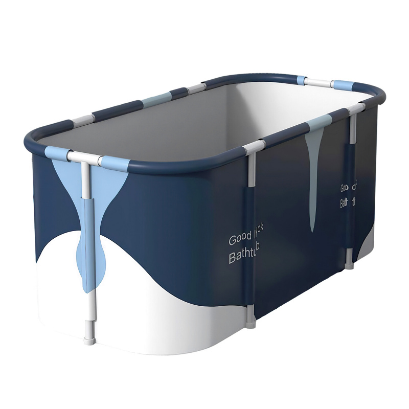 Aga Tragbare Badewanne, faltbare Badewanne für Erwachsene, drinnen und draußen, heißes Spa, Eisbad, 120 x 60 x 60 cm, Blau/Weiss