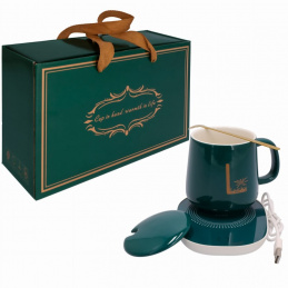 Zestaw prezentowy upominkowy - kubek, łyżka, podgrzewacz elektryczny do kubka