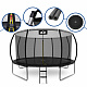 Aga SPORT EXCLUSIVE Trampolin 366 cm 12 ft Schwarz, Kindertrampolin, Gartentrampolin mit Sicherheitsnetz + Schutznetz + Leiter