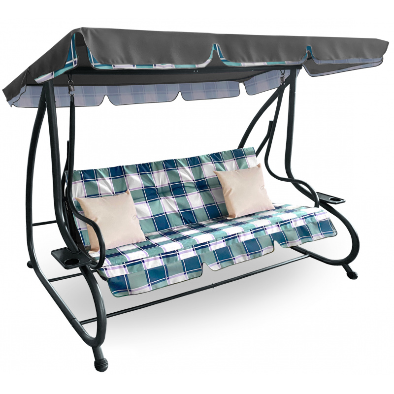 Aga Gartenschaukel 2in1 GRANDLUX Gartenschaukel 3-Sitzer Gartenliege,Schaukel,Gartenbank bis 250 Kg, Grüner Würfel