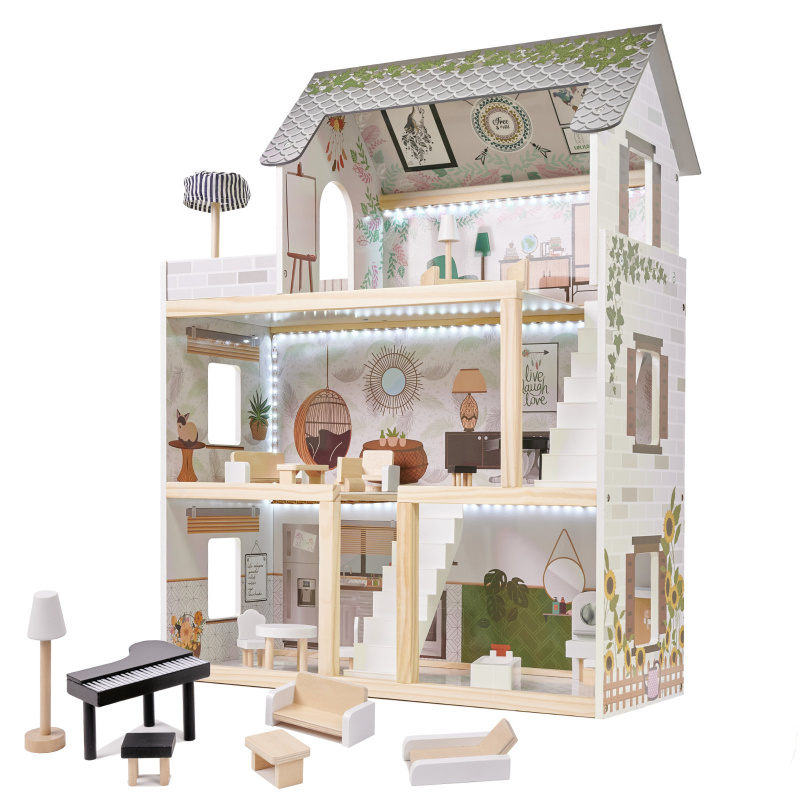 Aga Puppenhaus aus Holz LULILO FLORO boho LED