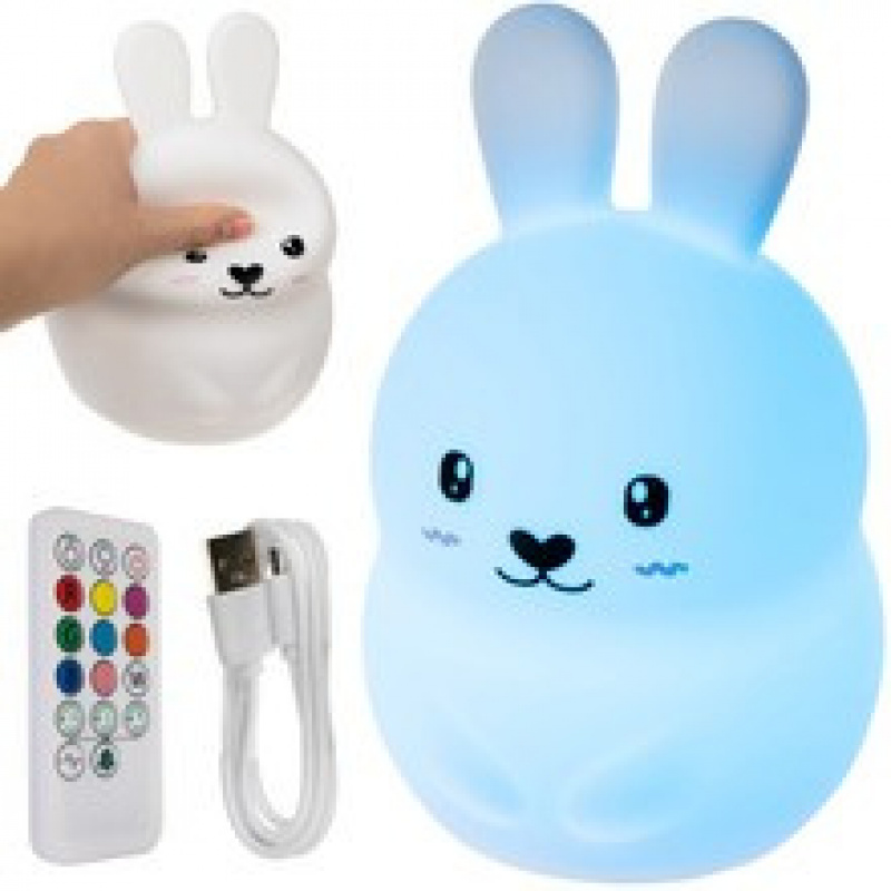 Ferngesteuertes Nachtlicht Hase ISO Nachtlicht Kinder, Baby Nachtlicht Hase mit Fernbedienung und Farbwechsel Hase LED Kinderzimmerlampe mit Interner Wiederaufladbarer Akuu Hergestellt aus BPA-freiem Silikon