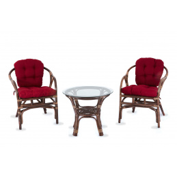 Aga Rattangarnitur SITA Choco Maroon Rattangruppe mit Polsterung