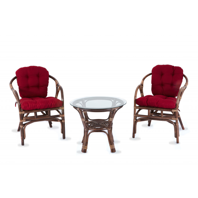 Aga Rattangarnitur SITA Choco Maroon Rattangruppe mit Polsterung