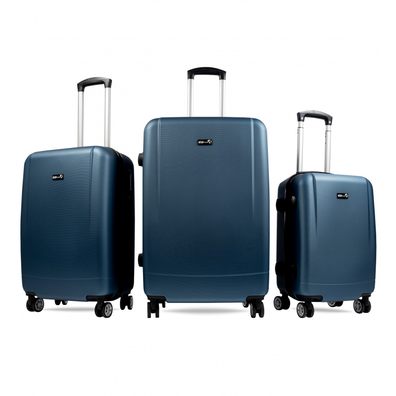 Aga Travel Kofferset, Reisekofferset MR4656 Dunkelblau, Hartschalenkoffer, Doppeltragegriff mit Zahlenschloss, Trolley Reisekoffer 3tgl 4 Rollen Reisekoffer