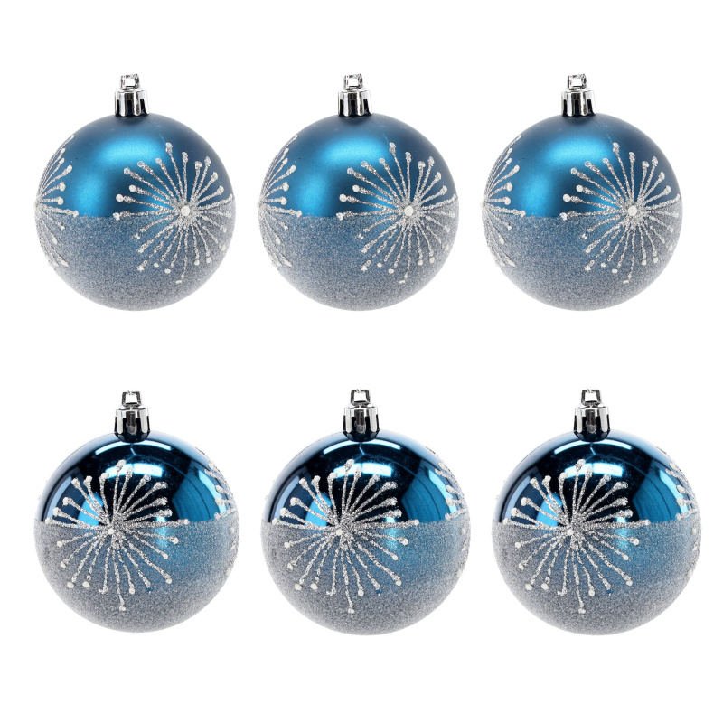 Aga Weihnachtskugeln 7cm 6 Stück Blau/Schneeflocken