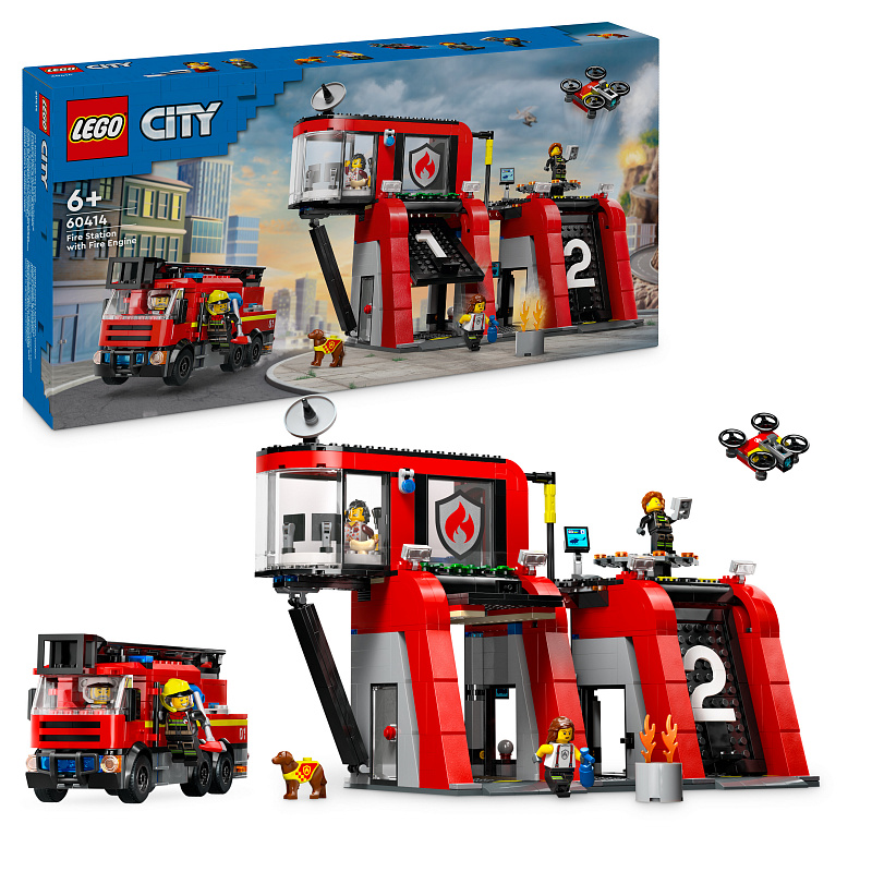 LEGO® City 60414 Feuerwehrstation mit Drehleiterfahrzeug
