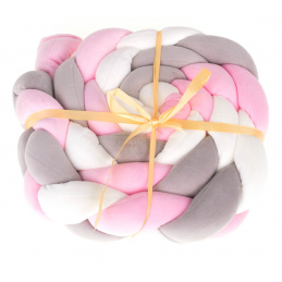 Aga Protective Kinderbett Stoßstange kariert rosa grau weiß 8x200cm