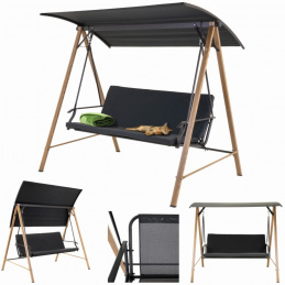 Huśtawka ogrodowa 3-osobowa z regulowanym daszkiem