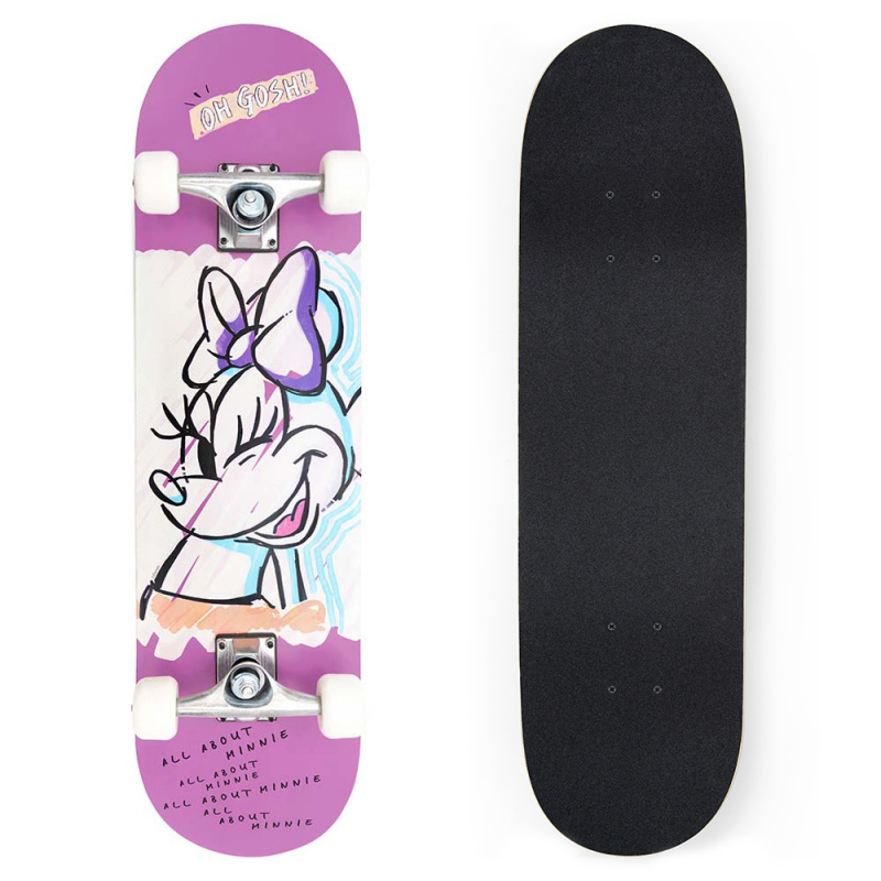 VELKÝ DŘEVĚNÝ SKATEBOARD MINNIE RŮŽOVÝ