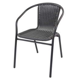 Linder Exclusiv Poly Rattan Gartenstuhl Terrasse Stuhl Dunkelgrau/Schwarz