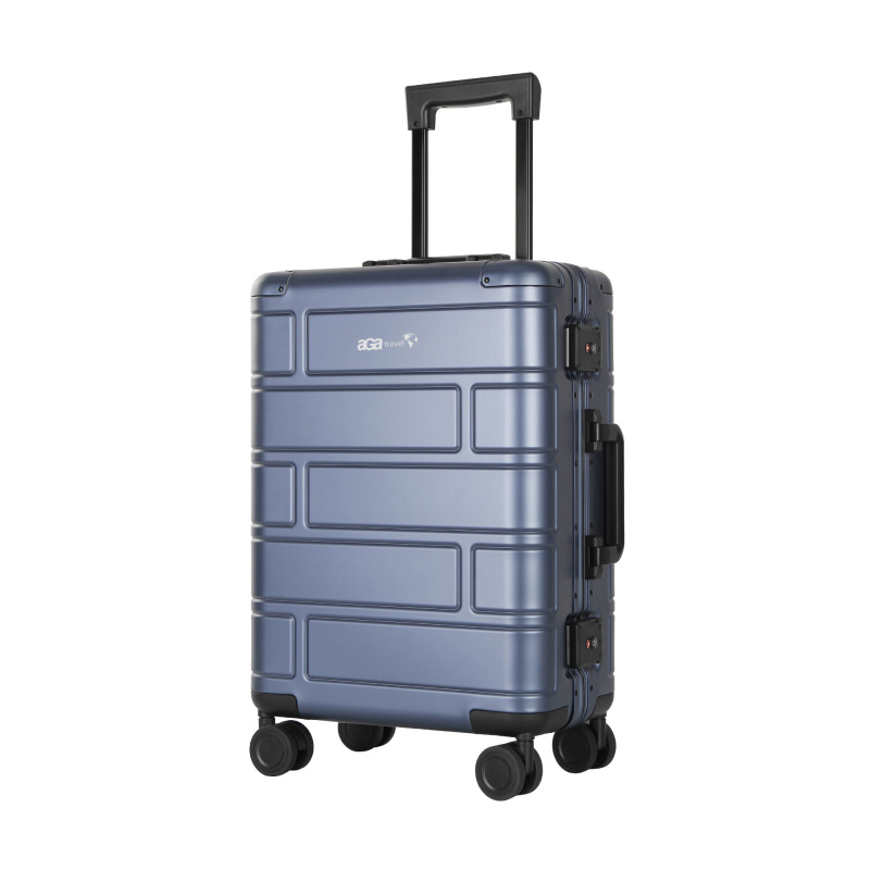 Handgepäck, Aluminium Koffer MR4678 Dunkelblau, Teleskopgriff, TSA, 4 Rollen, Aluminium Hartschale