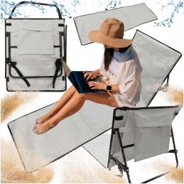 Mata plażowa z oparciem leżak składany szary