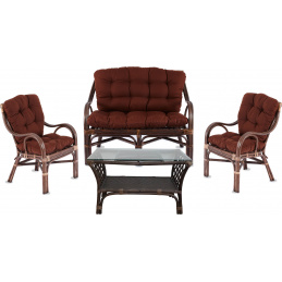 Aga Rattan-Garnitur BUTEO 2 Choco Dunkelbraun