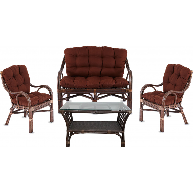 Aga Rattan-Garnitur BUTEO 2 Choco Dunkelbraun