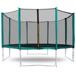 Aga SPORT PRO Trampolin,Kindertrampolin,Gartentrampolin mit Sicherheitsnetz 366 cm Dunkelgrün + Schutznetz